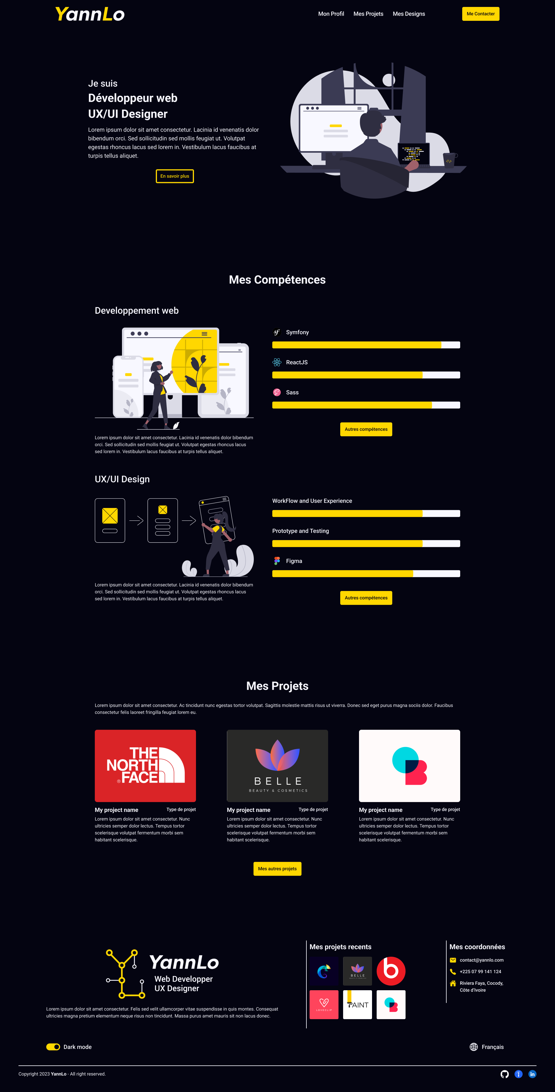 mockup of YannLo website